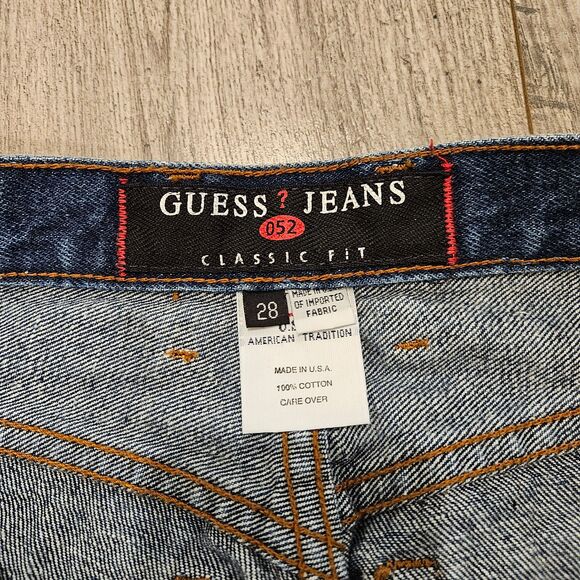 Vintage Guess Blue Jeans with Black Triangle Classic Fit Size 28 100% Cotton - Picture 2 of 10